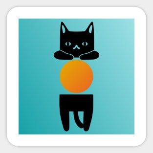 Orange Crystal Ball Cat Sticker